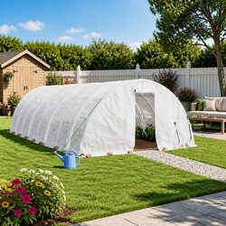 Greenhouse 90 m² White Steel Frame Garden Plant House 18x5x2.3 m