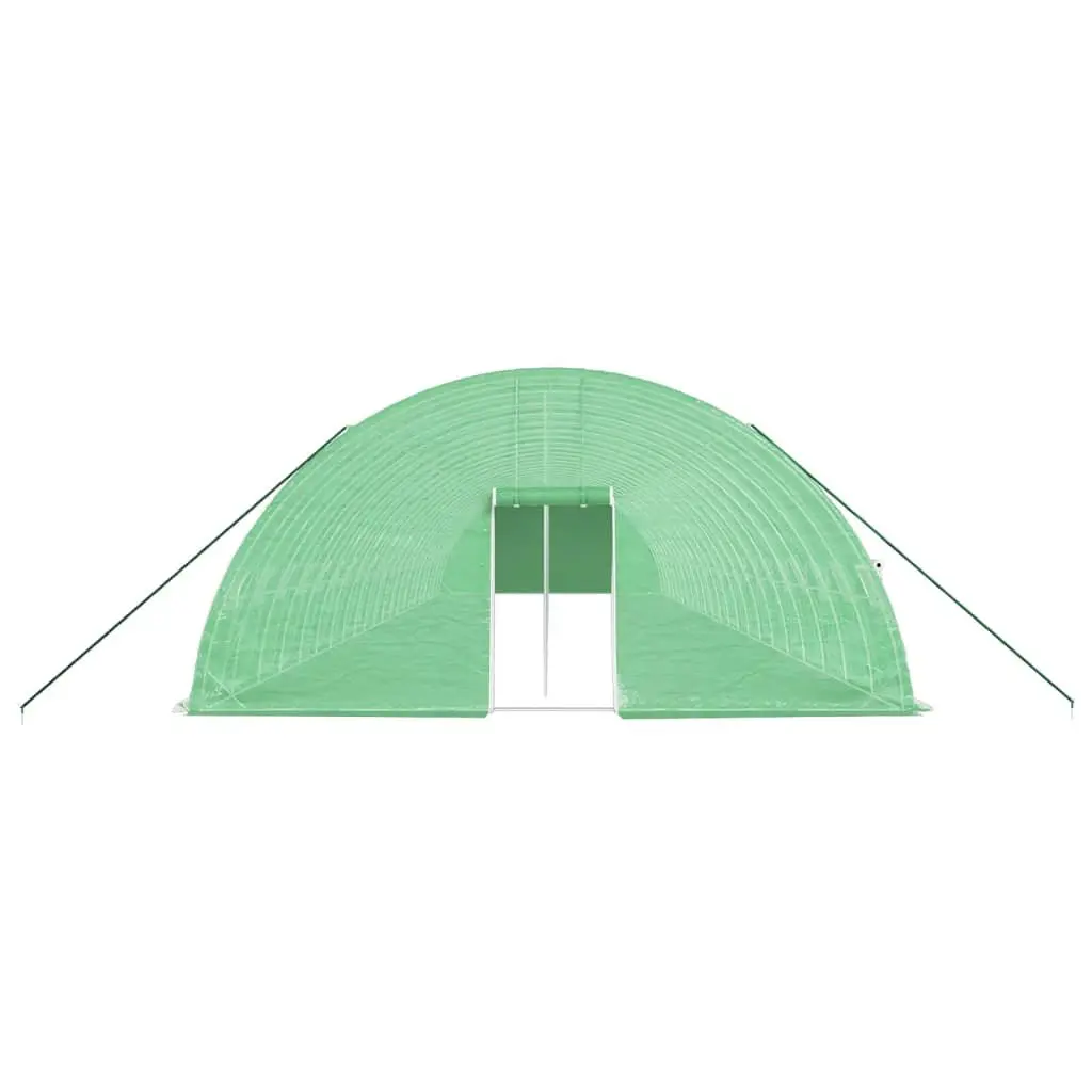 Greenhouse Green 22x6x2.85m Steel Frame PE Cover Zippered Door Roll-Up Windows