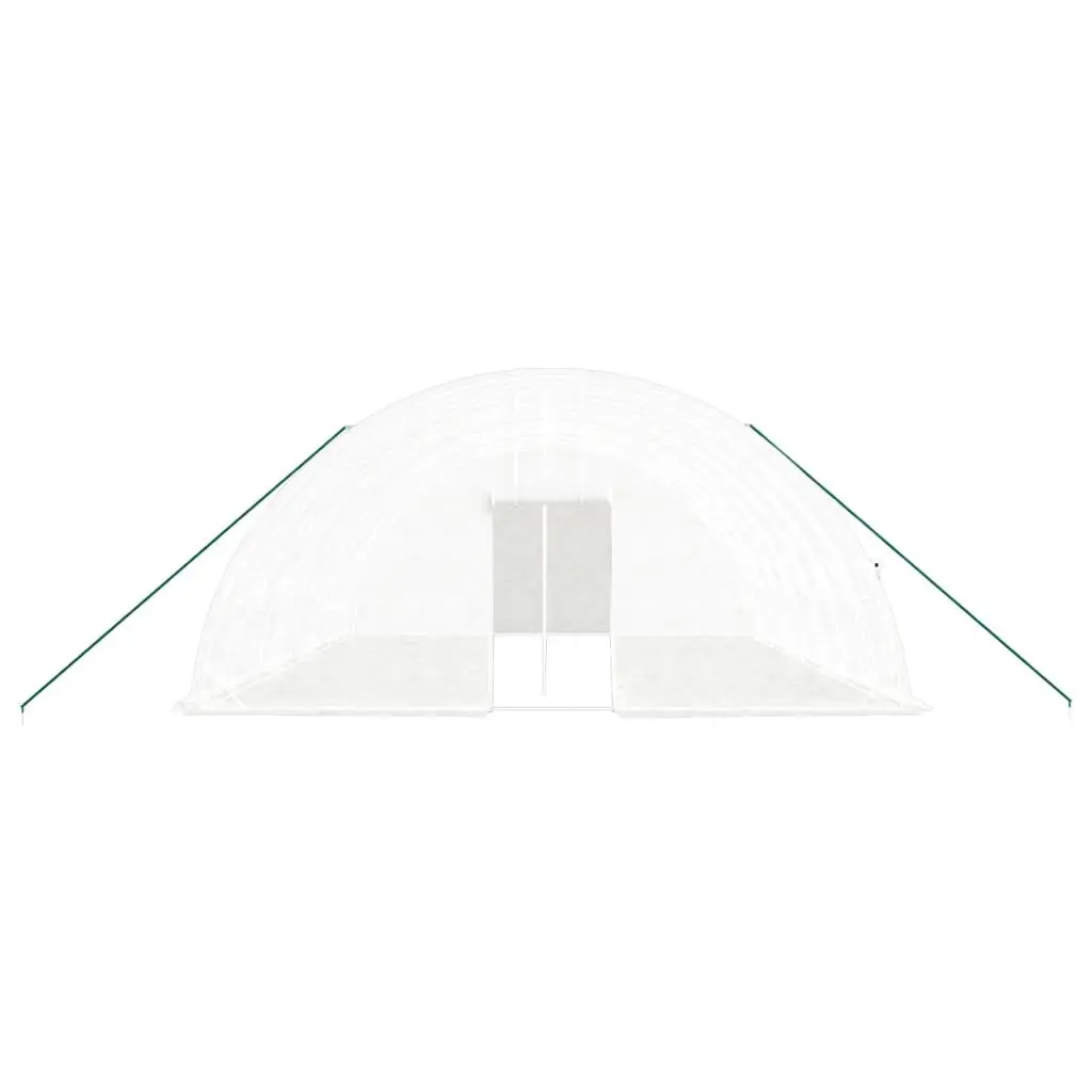 Greenhouse White 8x6x2.85m Steel Frame Outdoor Plant House 48m² with PE Cover and Roll-Up Door