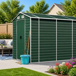 Compact Green Garden Storage Shed 191x470x198cm with Ventilation