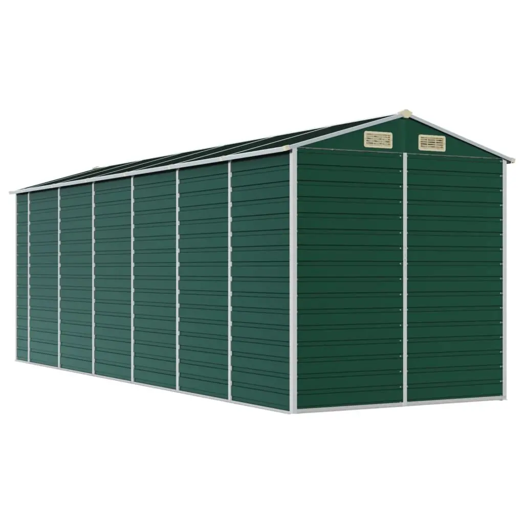 Garden Shed Green 191x555x198 cm Galvanised Steel Construction Ample Storage Space
