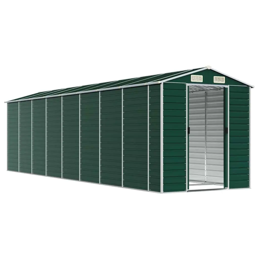 Garden Shed Green 191x725x198cm Galvanised Steel Outdoor Storage Tool House