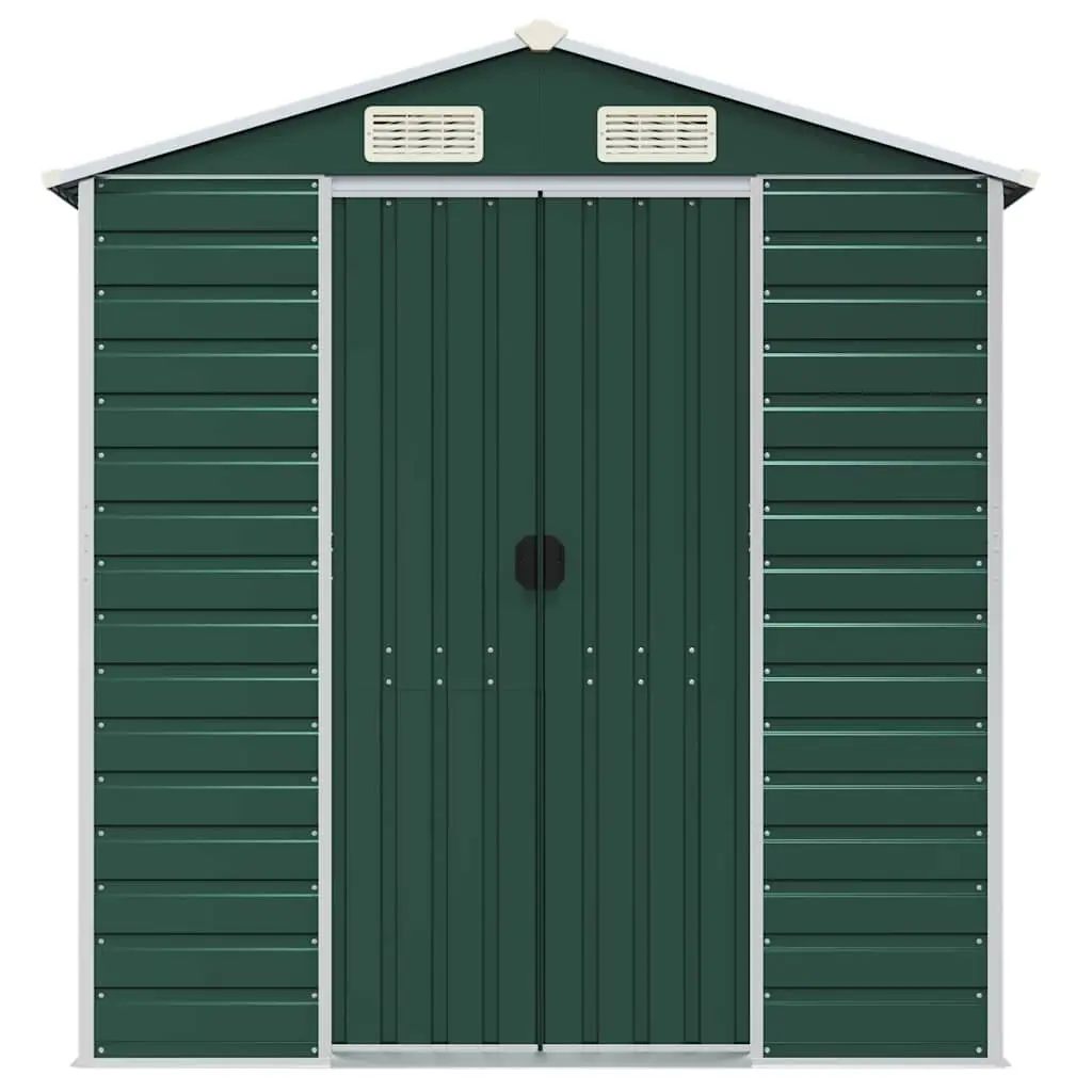 Garden Shed Green 191x725x198cm Galvanised Steel Outdoor Storage Tool House