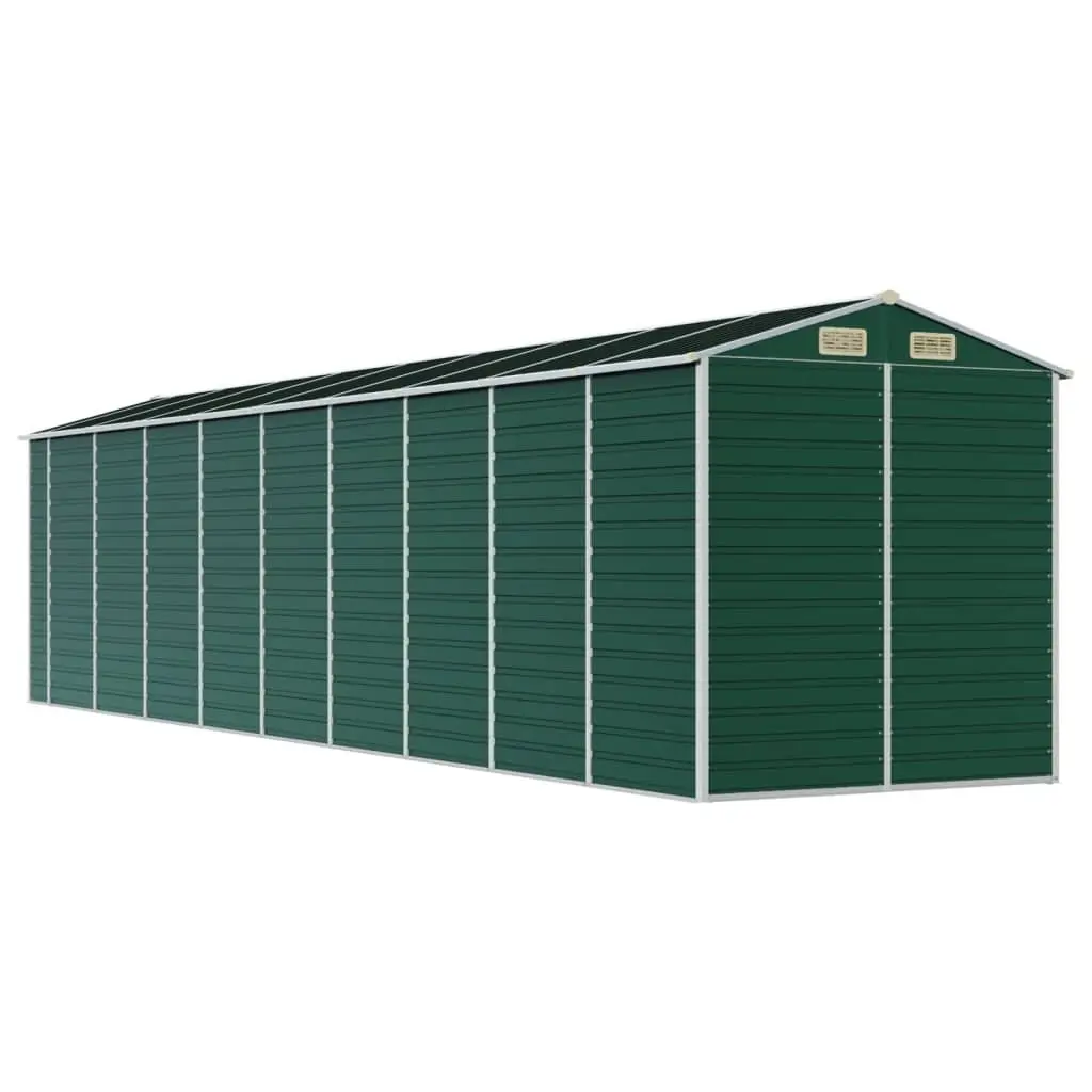 Galvanised Steel Garden Shed Green 191x198x810 cm Outdoor Tool Storage with Ventilation and Sloping Roof