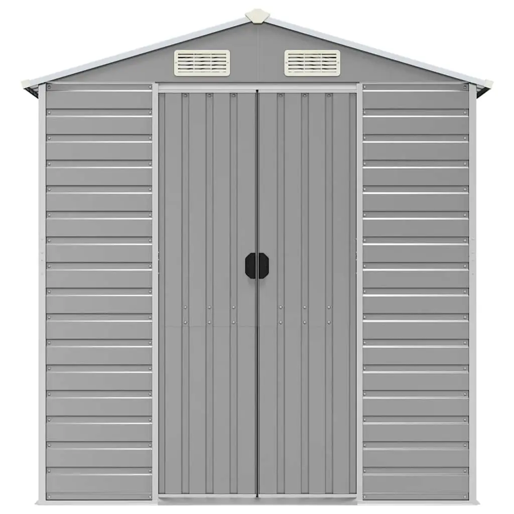 Garden Shed Galvanised Steel Grey 191x130x198cm Outdoor Tool Storage with Air Vents and Sloping Roof