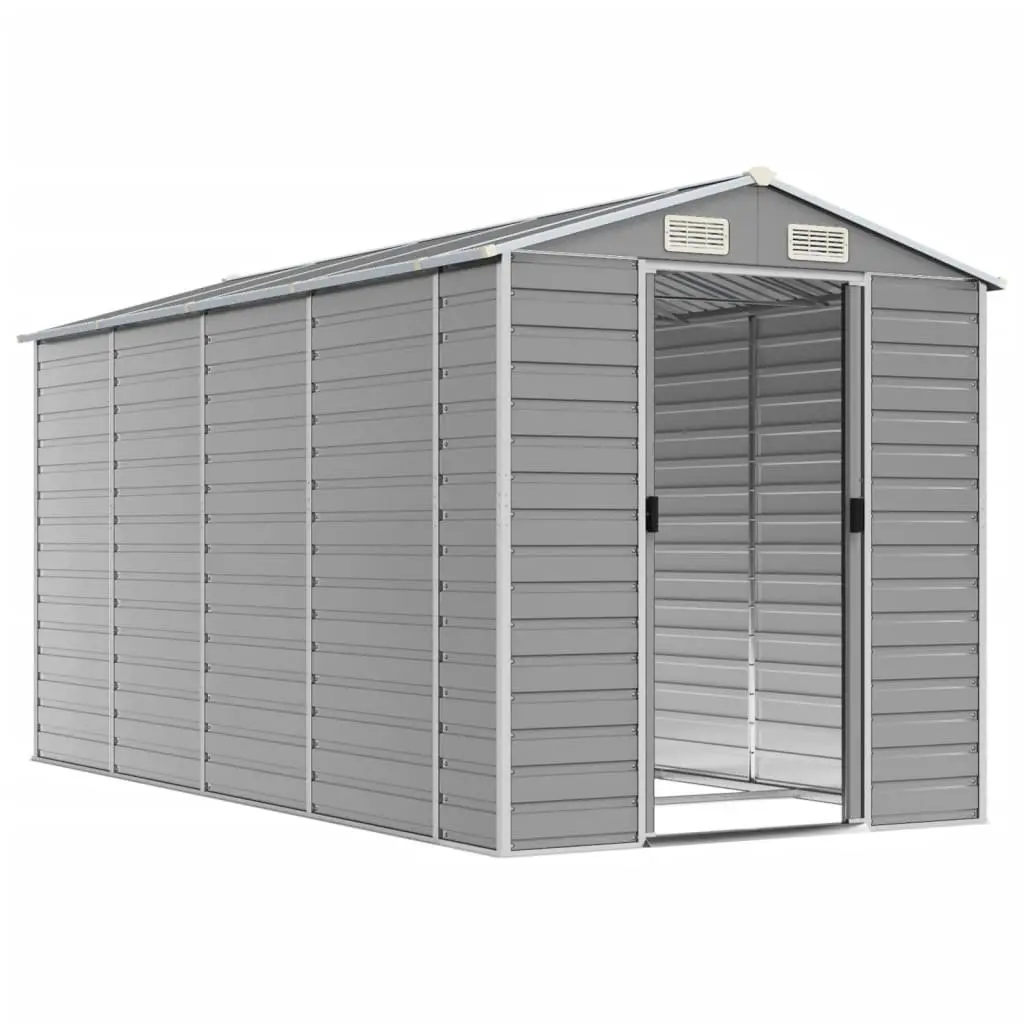 Garden Shed Grey Galvanised Steel 191x385x198cm Durable Outdoor Storage Tool House