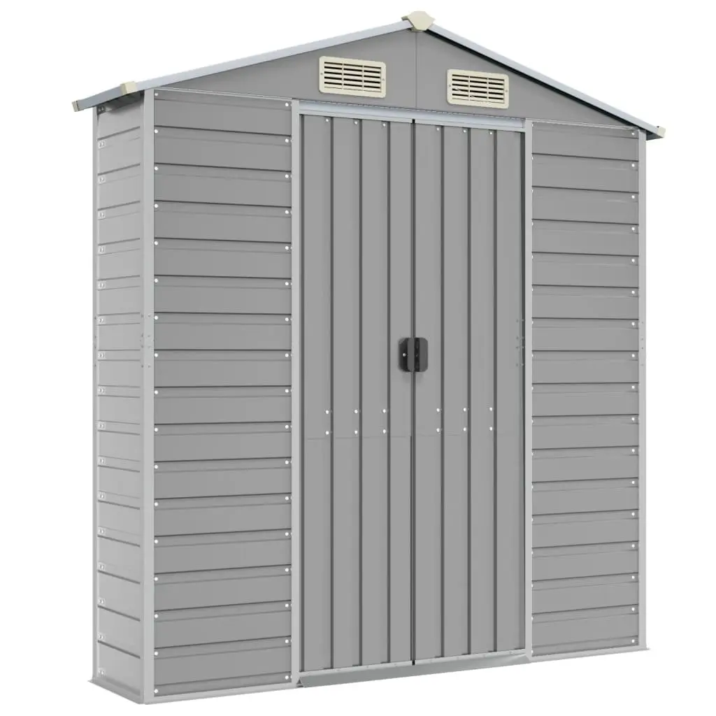 Garden Shed Grey Galvanised Steel 191x470x198cm Outdoor Storage Tool House