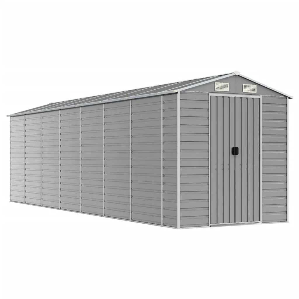 Garden Shed Grey 191x640x198 cm Galvanised Steel Outdoor Storage Tool House
