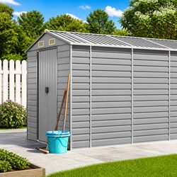 Grey Metal Storage Shed for Gardens