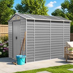 Compact Grey Outdoor Storage Shed - Space Efficient
