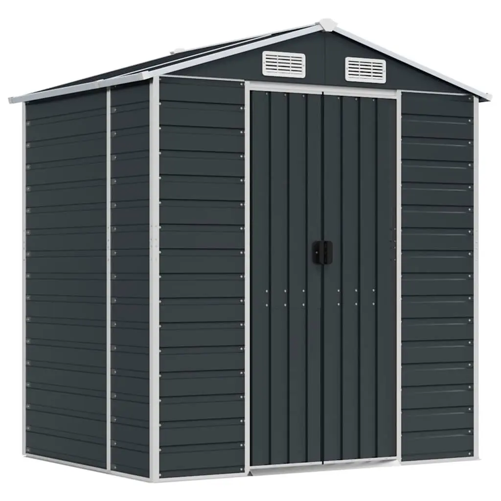 Garden Shed Anthracite 191x130x198 cm Galvanised Steel Outdoor Storage Structure