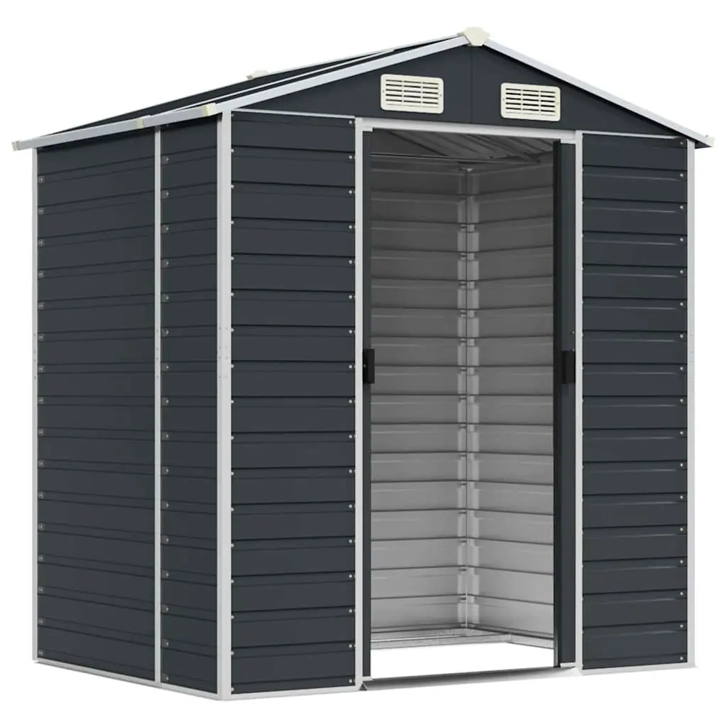 Garden Shed Anthracite 191x130x198 cm Galvanised Steel Outdoor Storage Structure