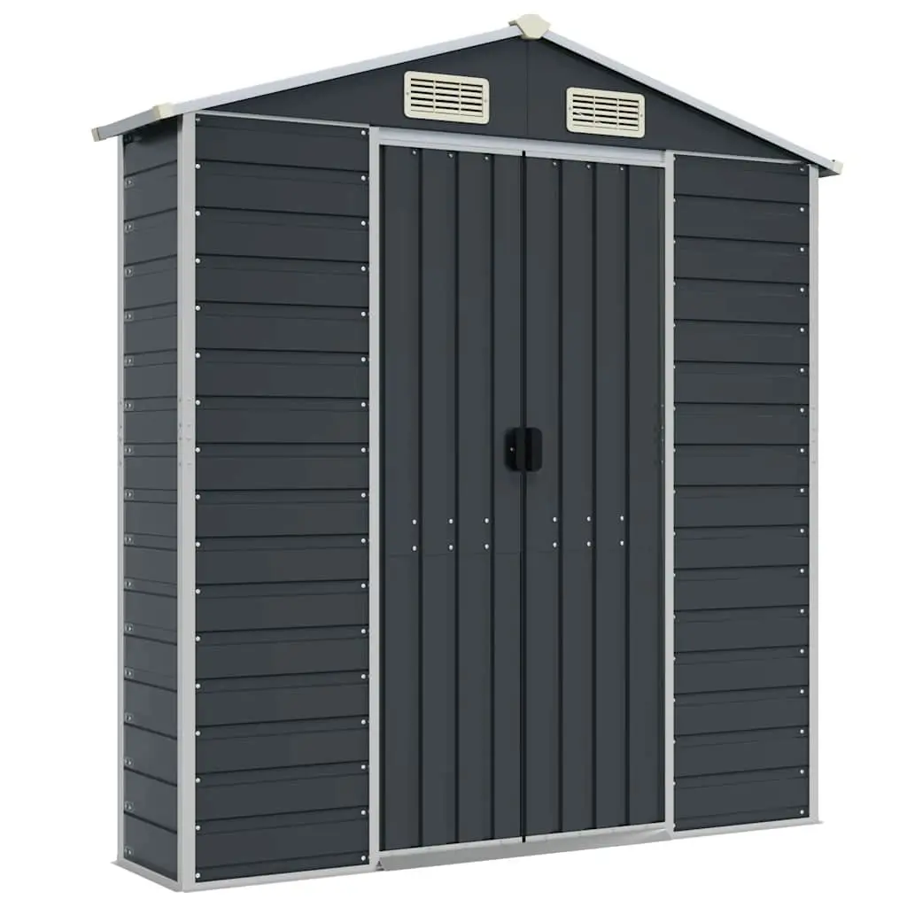 Garden Shed Anthracite 191x130x198 cm Galvanised Steel Outdoor Storage Structure