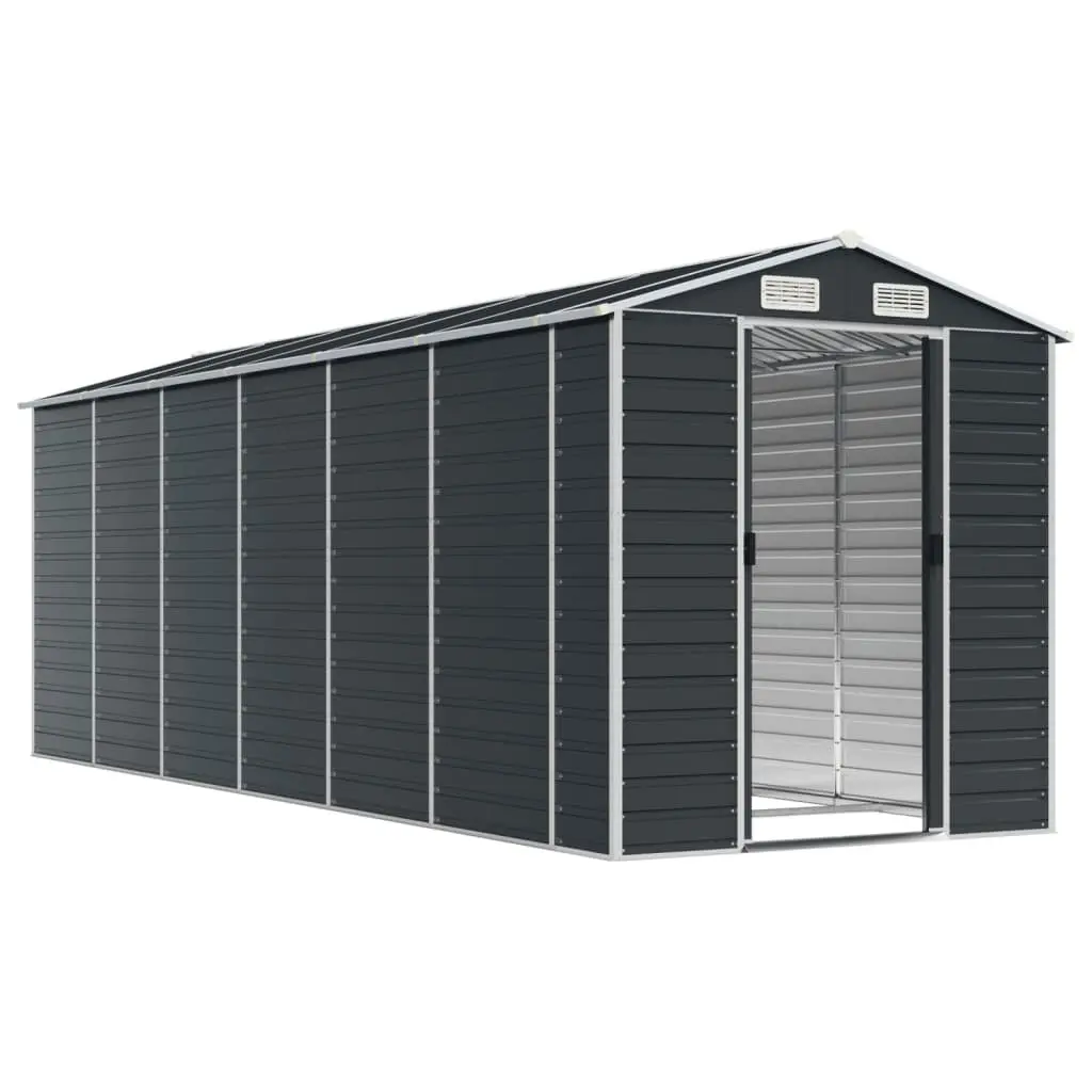 Garden Shed Anthracite Galvanised Steel Outdoor Storage Tool House 191 x 555 x 198 cm