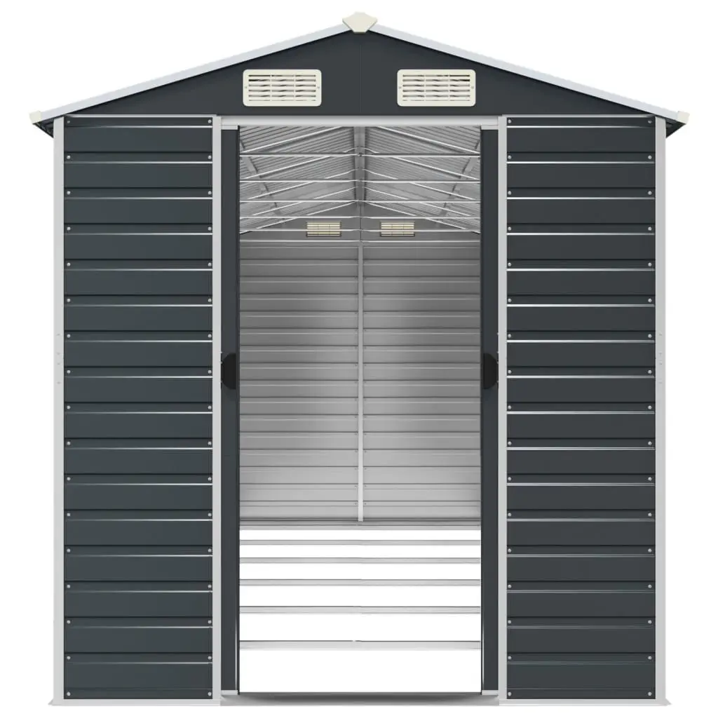 Garden Shed Anthracite Galvanised Steel Outdoor Storage Tool House 191 x 555 x 198 cm