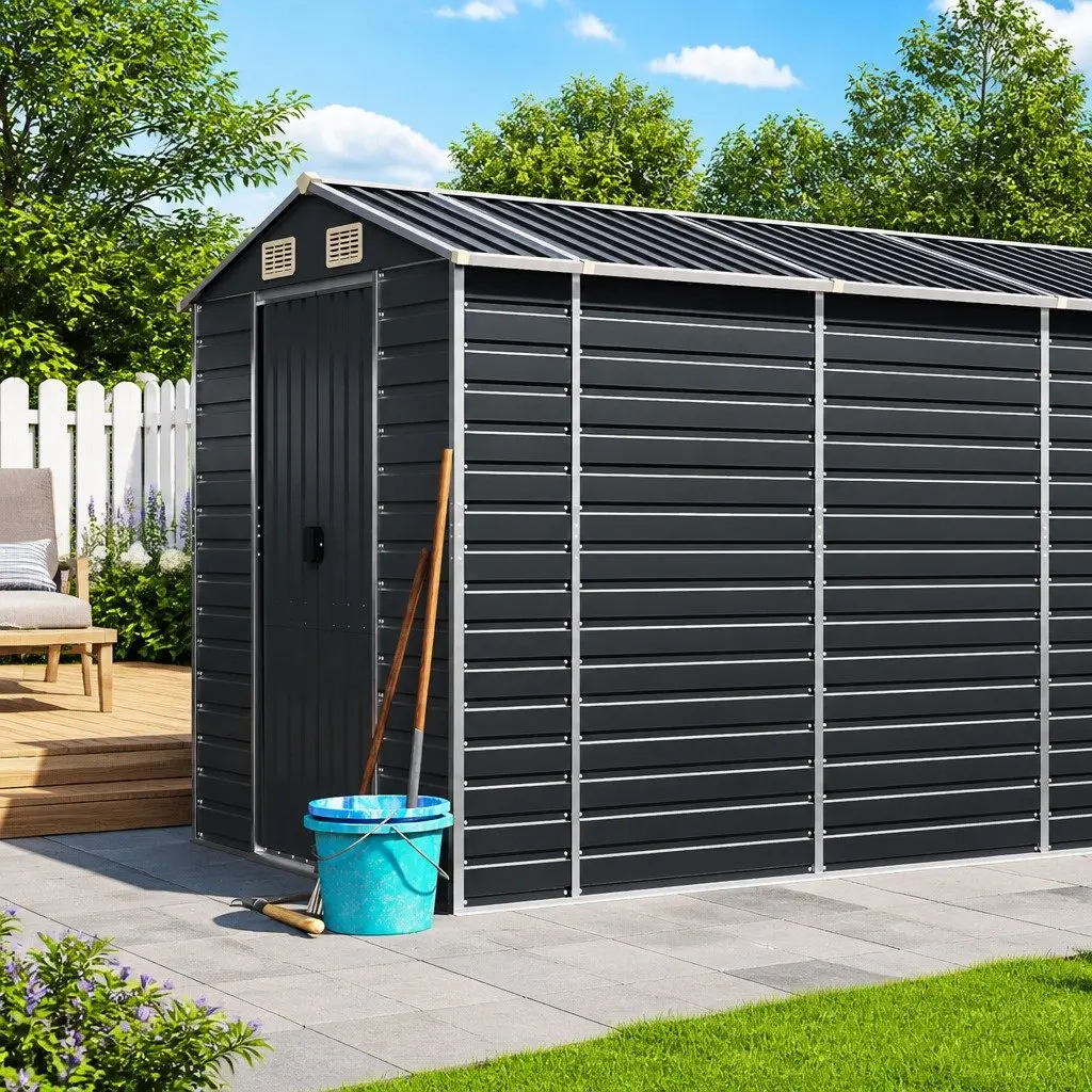 Garden Shed Anthracite 191x640x198cm Galvanised Steel Outdoor Storage Tool House