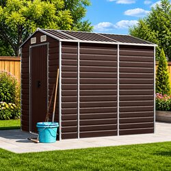Your Durable Brown Metal Garden Shed Awaits