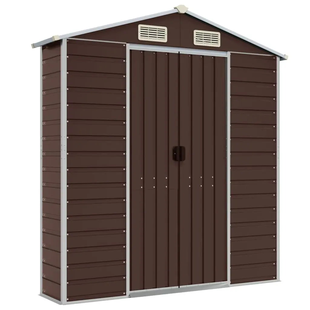 Garden Shed Brown 191x385x198 cm Galvanised Steel Outdoor Storage Tool House