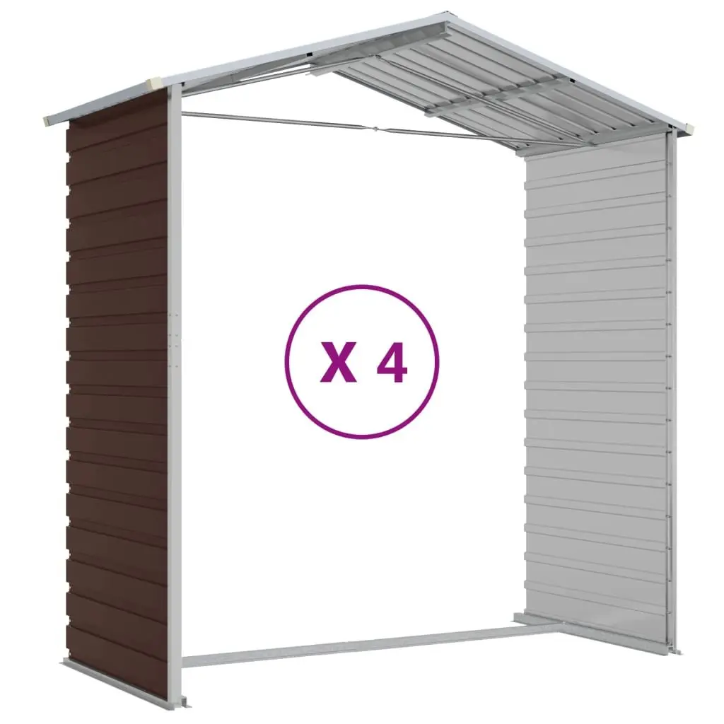 Garden Shed Brown 191x385x198 cm Galvanised Steel Outdoor Storage Tool House