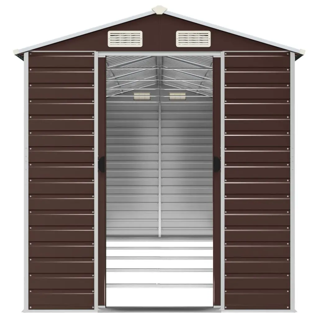 Garden Shed Brown 191x470x198cm Galvanised Steel Outdoor Storage Tool House