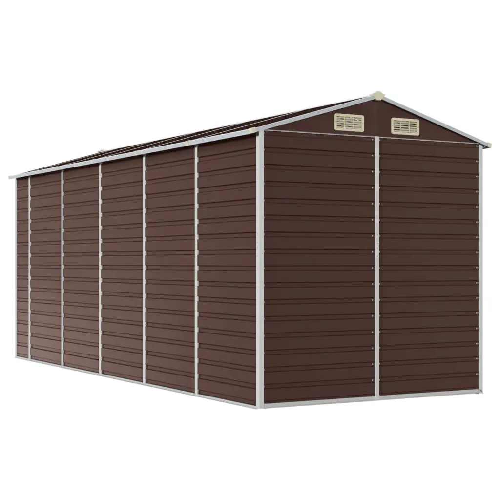 Garden Shed Brown 191x470x198cm Galvanised Steel Outdoor Storage Tool House