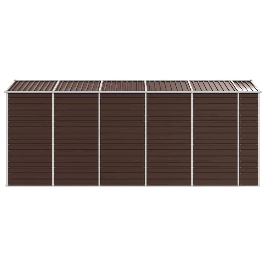Garden Shed Brown 191x470x198cm Galvanised Steel Outdoor Storage Tool House