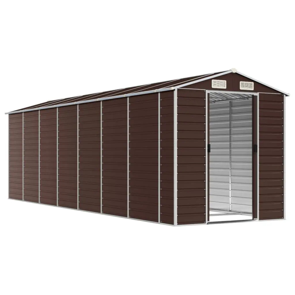 Garden Shed Brown 191x640x198 cm Galvanised Steel Outdoor Storage Tool House