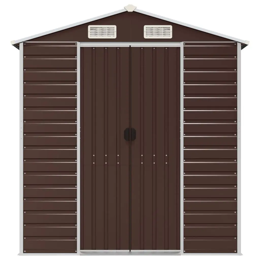 Garden Shed Brown 191x640x198 cm Galvanised Steel Outdoor Storage Tool House