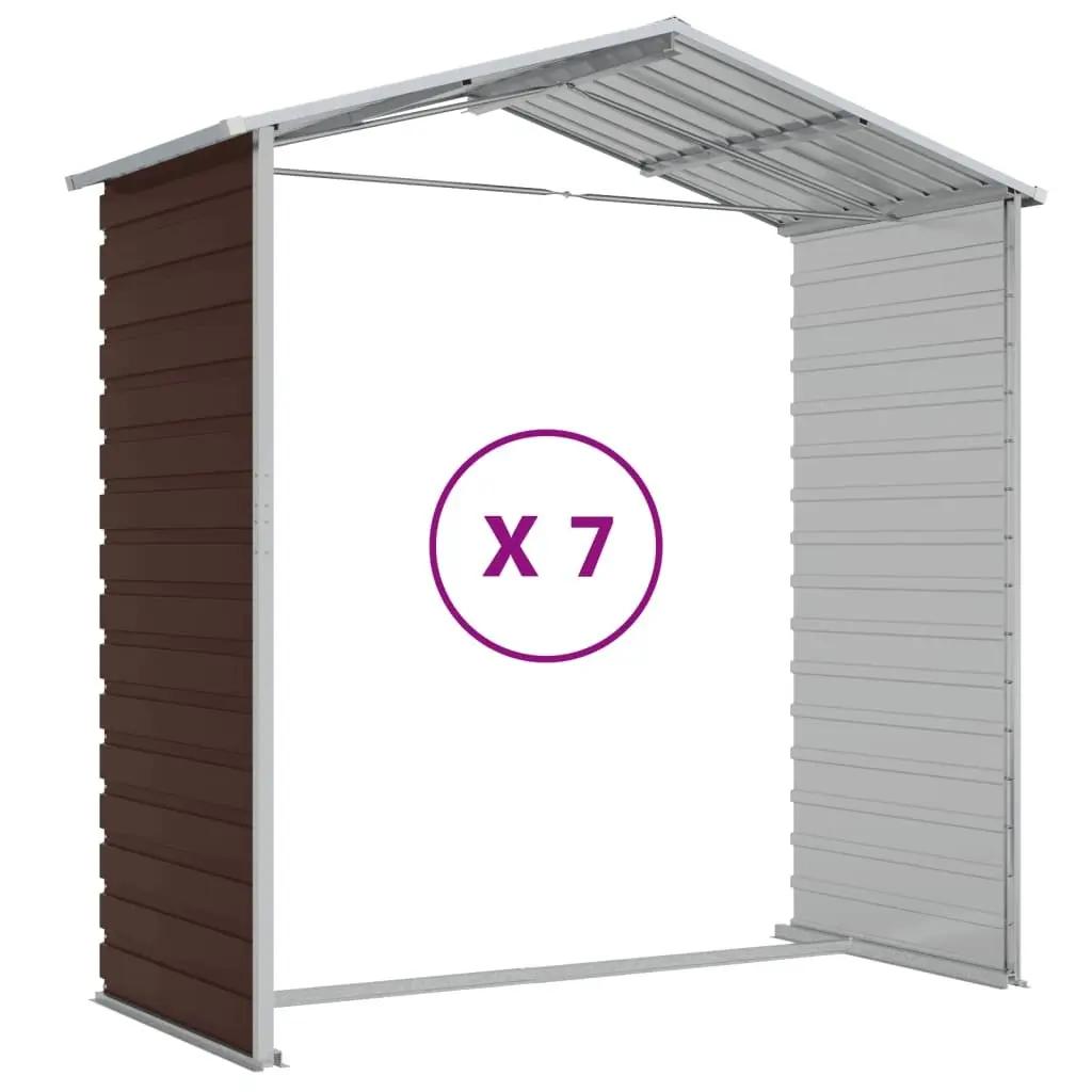 Garden Shed Brown 191x640x198 cm Galvanised Steel Outdoor Storage Tool House