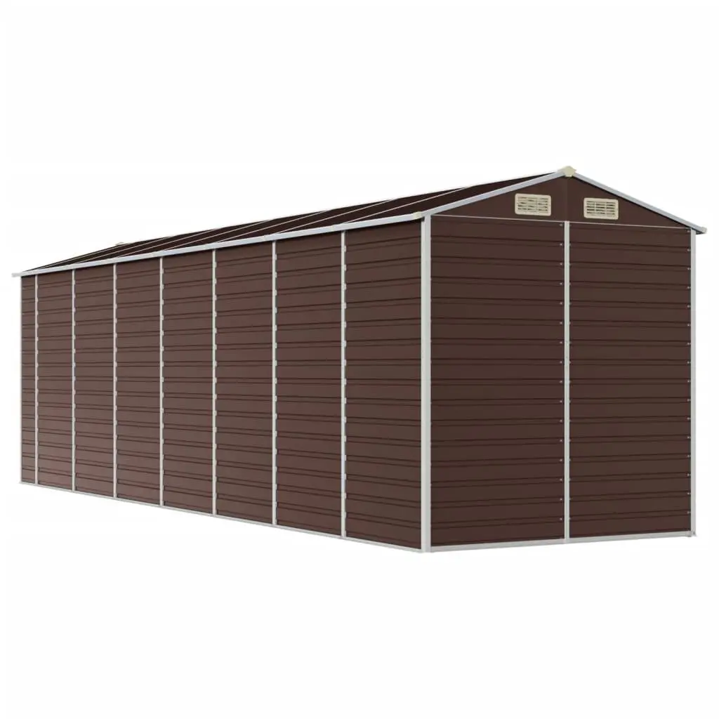 Garden Shed Brown 191x640x198 cm Galvanised Steel Outdoor Storage Tool House