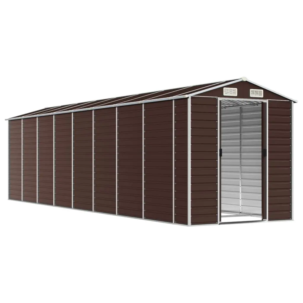 Garden Shed Brown 191x725x198 cm Galvanised Steel Outdoor Storage Tool House