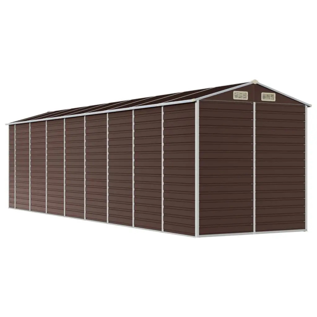 Garden Shed Brown 191x725x198 cm Galvanised Steel Outdoor Storage Tool House