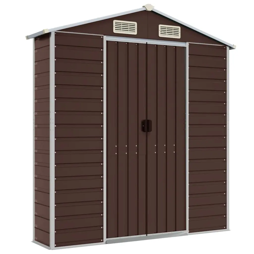 Garden Shed Brown 191x810x198 cm Galvanised Steel Outdoor Storage Tool House
