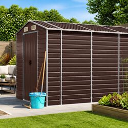 Brown Galvanised Steel Outdoor Shed for Tools 191x980x198cm