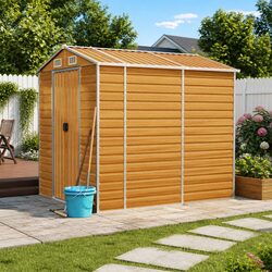 Organise Your Backyard with a Brown Metal Garden Shed 191x215x198cm