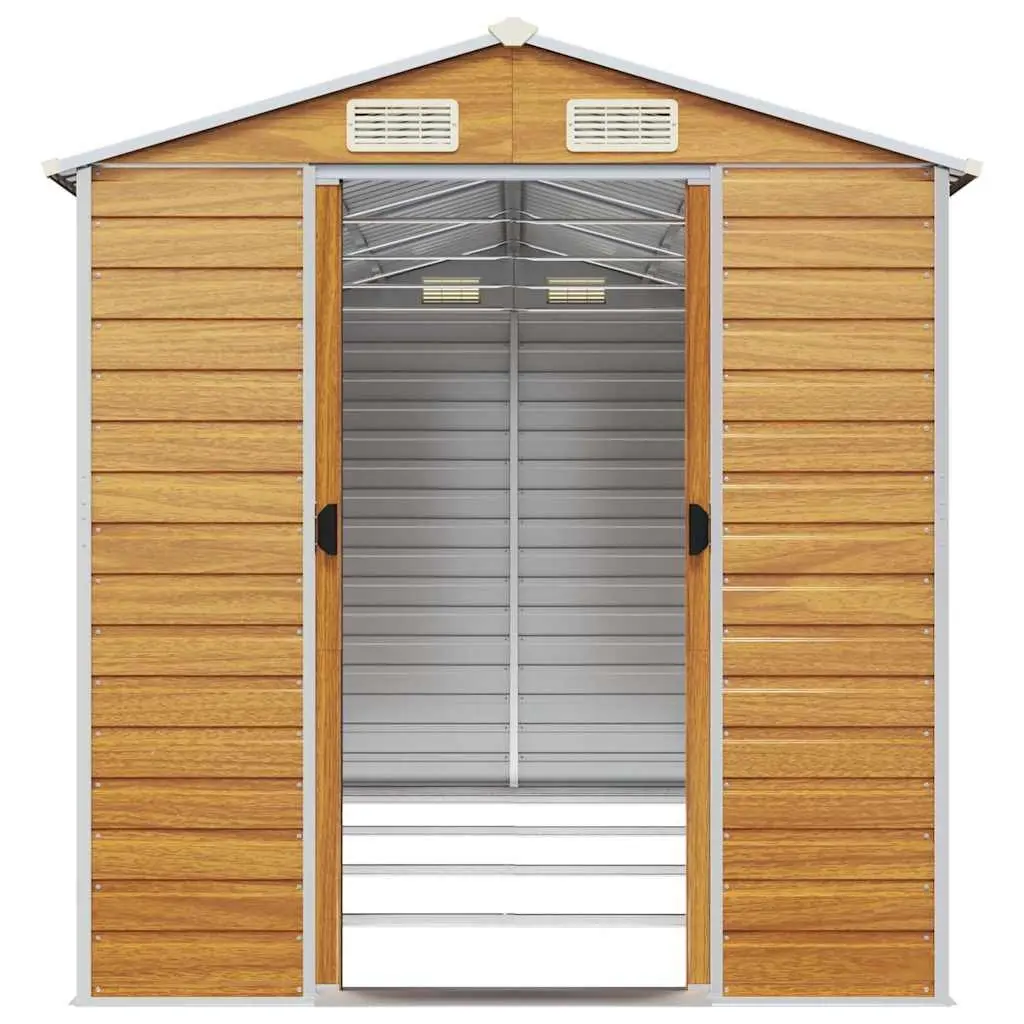Garden Shed Brown Outdoor Storage Metal Tool House Galvanised Steel Structure