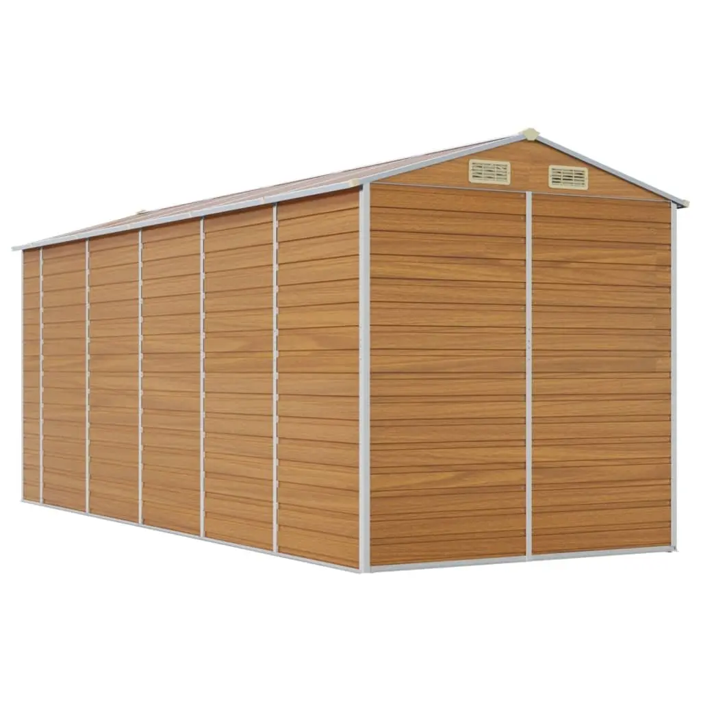 Garden Shed Brown Outdoor Storage Metal Tool House with Handles Air Vents