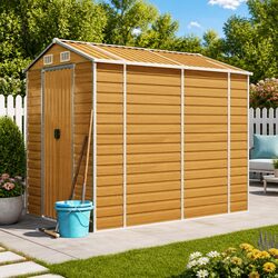 Compact Brown Garden Shed: Outdoor Storage 191x555x198 cm