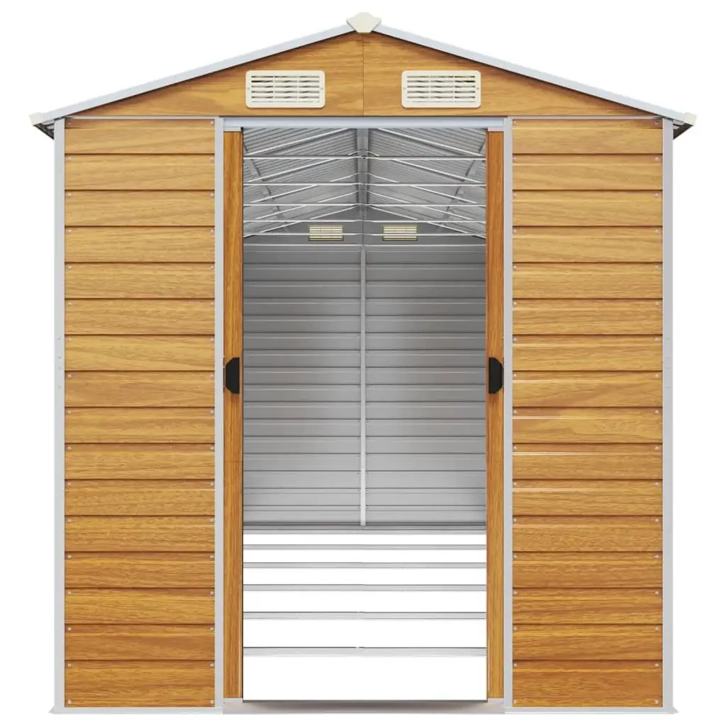 Garden Shed Brown Galvanised Steel 191x555x198 cm Robust Outdoor Storage