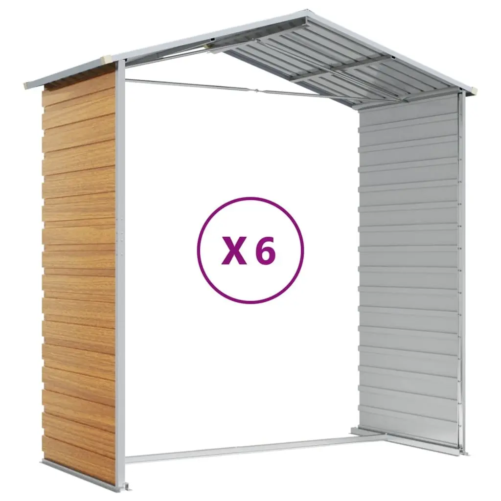 Garden Shed Brown Galvanised Steel 191x555x198 cm Robust Outdoor Storage