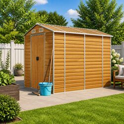 Compact Brown Galvanised Steel Garden Shed for Your Space