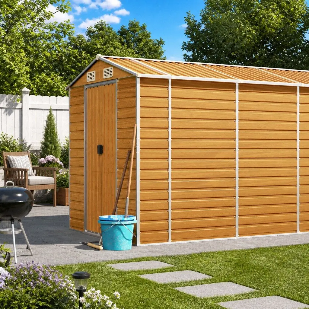 Brown Galvanised Steel Garden Shed
