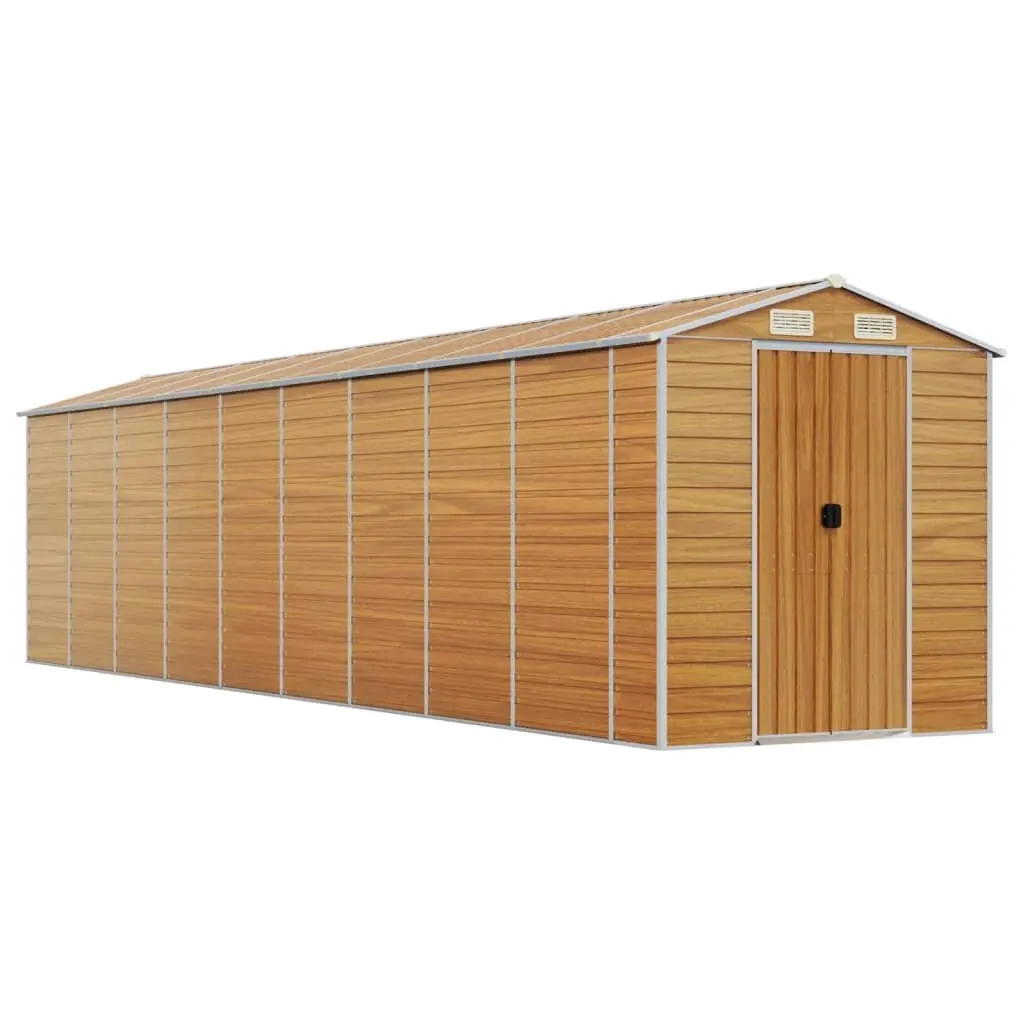 Garden Shed Brown Galvanised Steel Outdoor Storage Tool House 191 x 810 x 198 cm