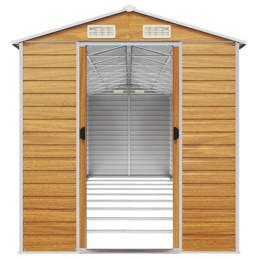 Garden Shed Brown Galvanised Steel Outdoor Storage Tool House 191 x 810 x 198 cm