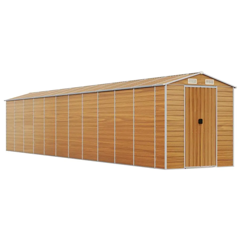 Garden Shed Outdoor Storage Brown Galvanised Steel with Ventilation Handles