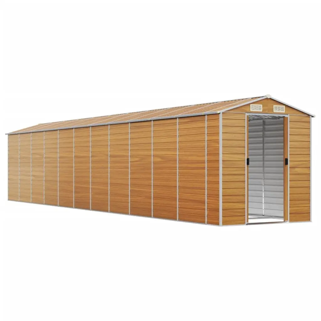 Garden Shed Outdoor Storage Brown Galvanised Steel with Ventilation Handles
