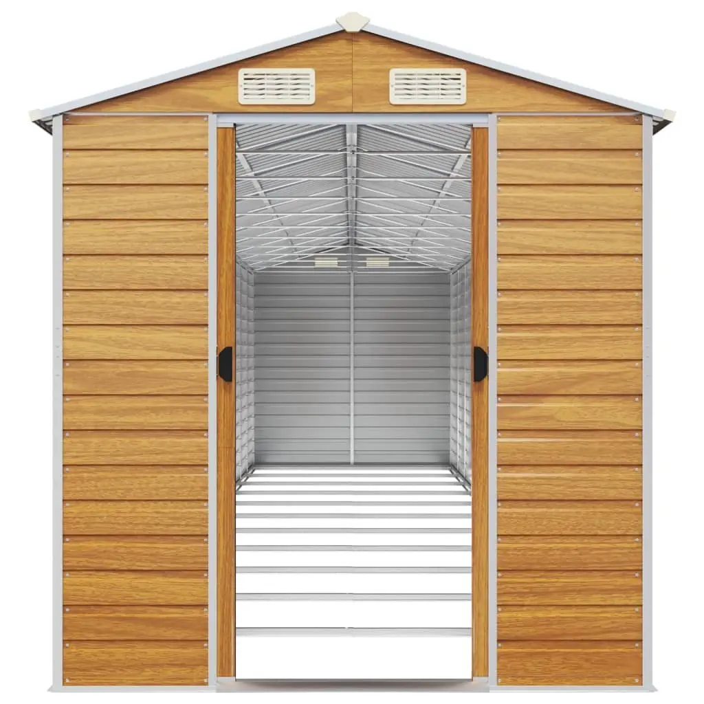 Garden Shed Outdoor Storage Brown Galvanised Steel with Ventilation Handles
