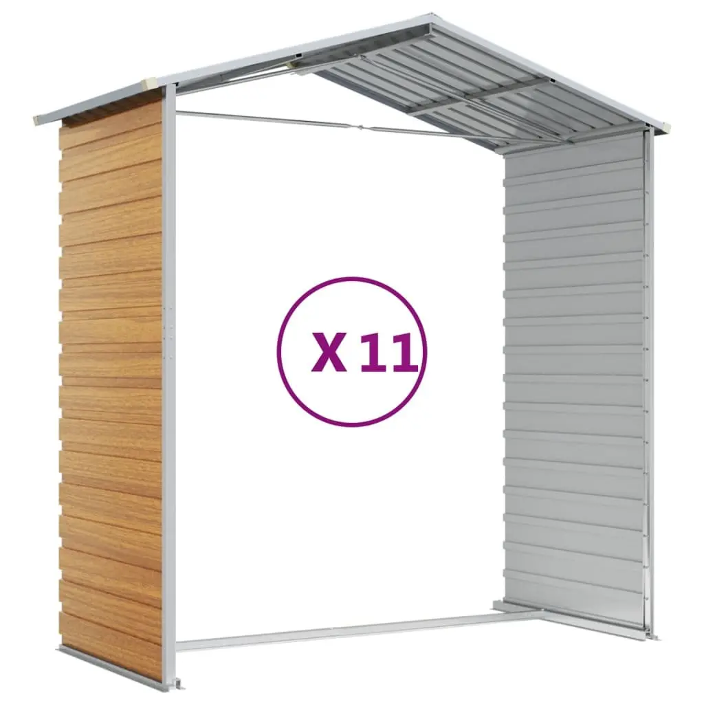 Garden Shed Outdoor Storage Brown Galvanised Steel with Ventilation Handles