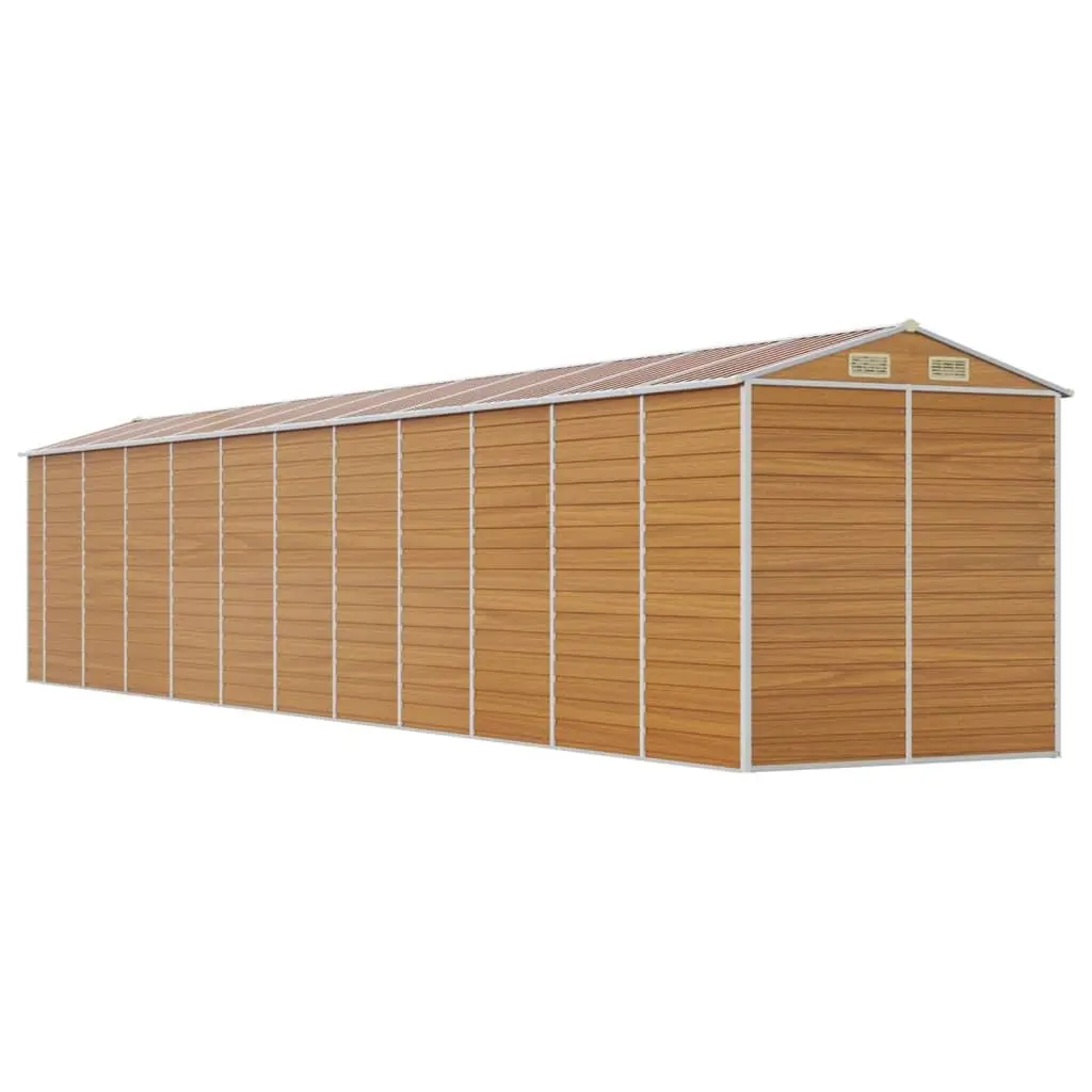 Garden Shed Outdoor Storage Brown Galvanised Steel with Ventilation Handles