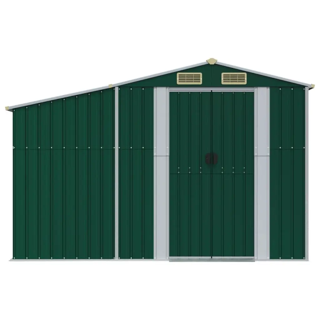 Garden Shed Green 277x192.5x179cm Galvanised Steel Outdoor Storage Tool House